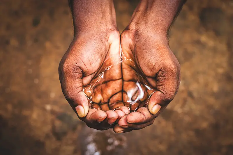 Water in hands